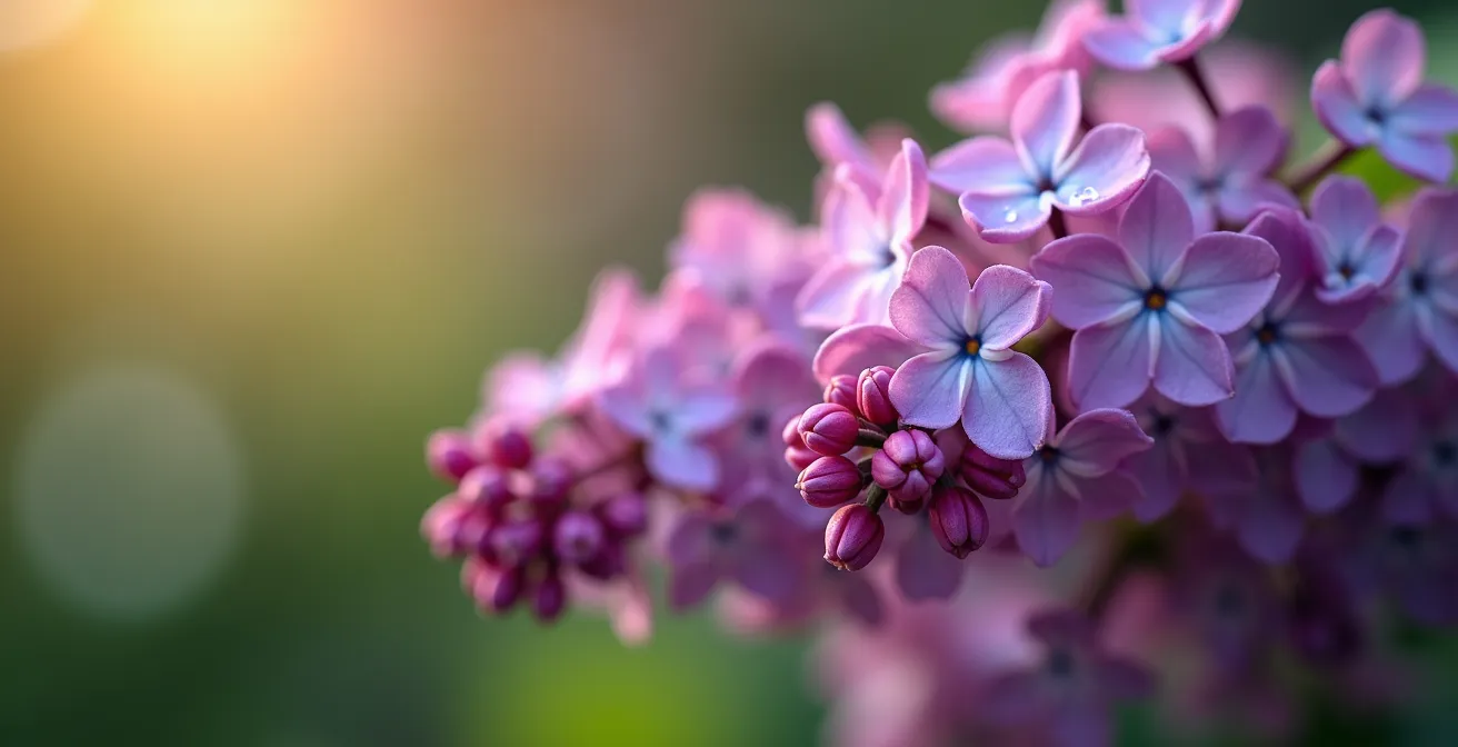 Gros plan macro sur des fleurs de lilas avec effet bokeh doux