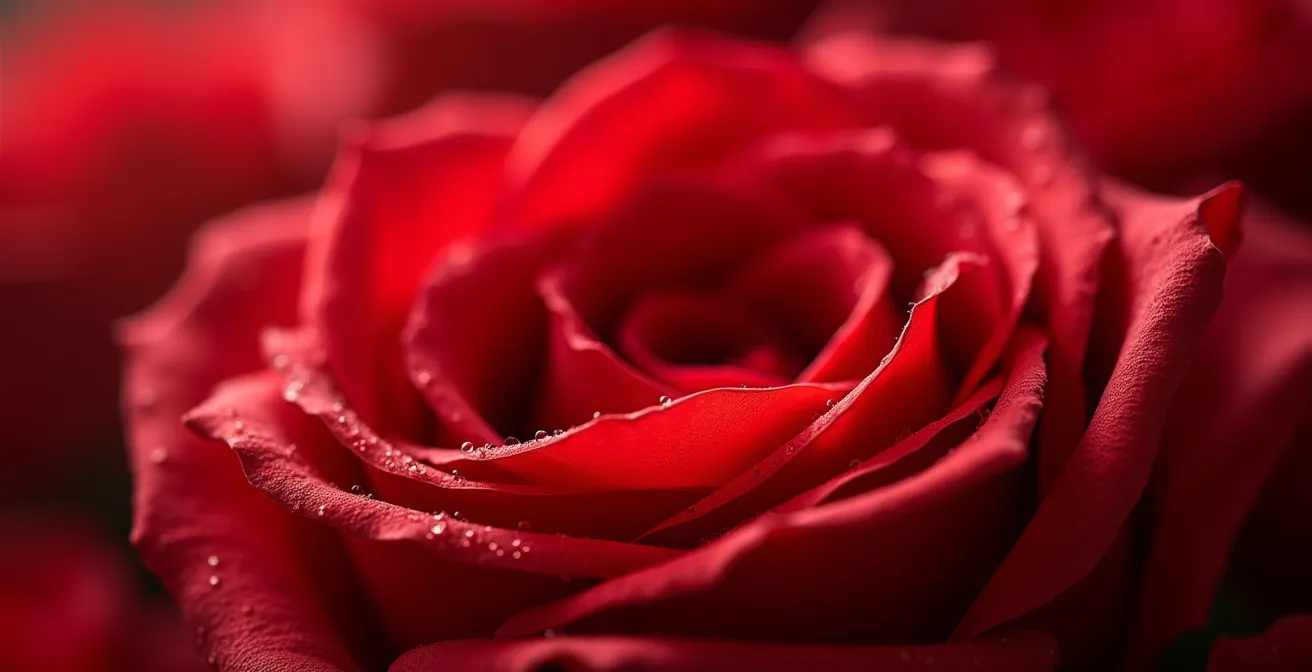 Gros plan sur un bouquet de douze roses rouges avec détails des pétales veloutés