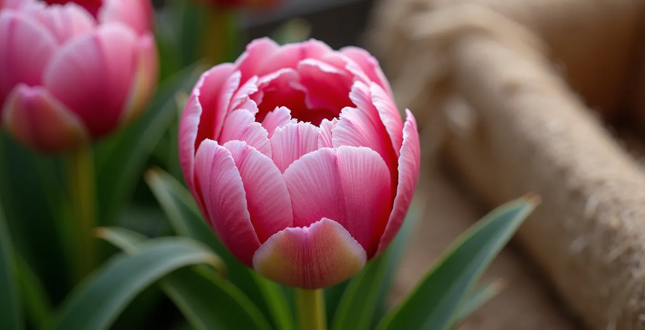 Étal de marché avec pivoines fraîches françaises en mai